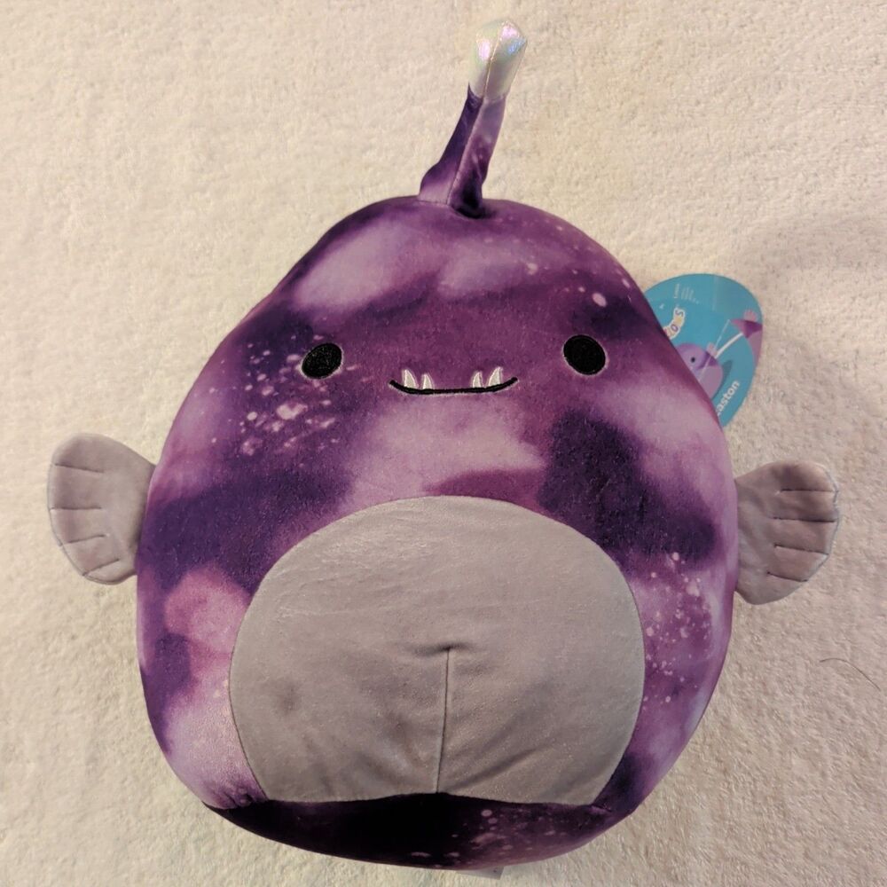 Kellytoy Squishmallows Purple & gray Angel Fish Easton 11" inch Plush Doll, NWT